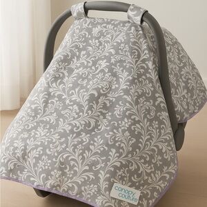 Canopy Couture Lavender Damask Baby Car Seat Canopy Cover – Soft Minky Interior